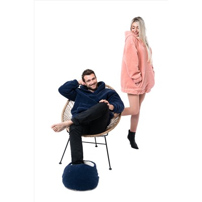 Толстовка женская из овечьей шерсти оверсайз HOT TREND (с капюшоном, цвет Лосось) цвет РОЗОВЫЙ