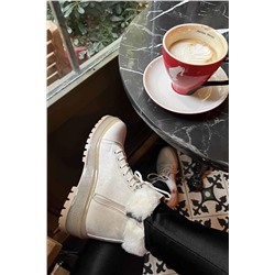 Bambi Bej Süet Kadın Bot & Bootie K02578002602