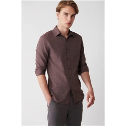 Avva Erkek Bordo Klasik Yaka Armürlü Flanel Slim Fit Gömlek A32Y2154