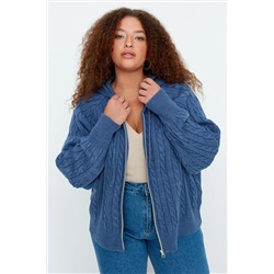 Trendyol Curve Indigo Fermuarlı Triko Hırka TBBAW23AV00051