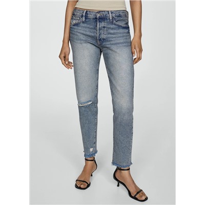 Jeans girlfriend tiro bajo rotos