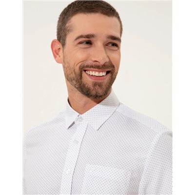 Beyaz Regular Fit Kısa Kollu Gömlek