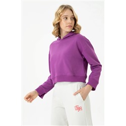 Kadın Violet Kapüşonlu Sweatshirt