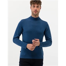 İndigo Melanj Slim Fit Yarım Balıkçı Yaka Basic Triko Kazak