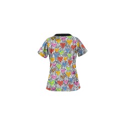UA Wild At Heart White Print Scrub Top