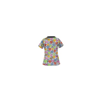 UA Wild At Heart White Print Scrub Top