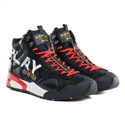 Replay - sneakers - cuero - negro y rojo