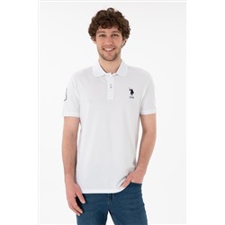 Erkek Slim Fit Polo Yaka Beyaz Basic Tişört