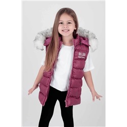 AHENGİM Kız Çocuk Yelek Kız Çocuk Kapüşonlu Şişme Yelek Kürklü Ak215657 1-2-10001100