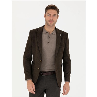 Kahverengi Ekstra Slim Fit Spor Ceket