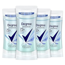 Degree Advanced Antiperspirant Deodorant 4 count 72-Hour Sweat & Odor Protection Shower Clean Antiperspirant for Women with MotionSense Technology 2.6 oz