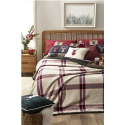 English Home Windowpane Sherpa Çift Kişilik Battaniye 200x220 Cm Bej - Kırmızı TYC00313103275