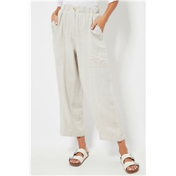 Pantalón 7/8 de lino - Beige