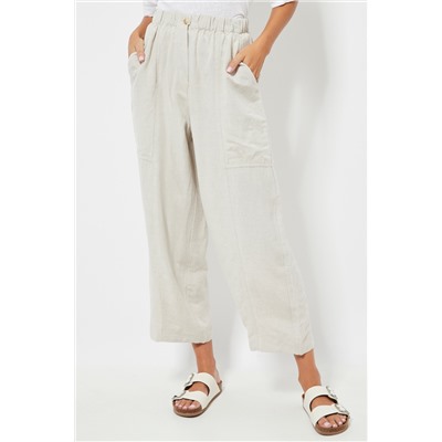 Pantalón 7/8 de lino - Beige