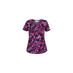 UA Bohemian Heart Black Print Scrub Top