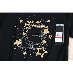 Хлопковая футболка с молнией на плечах и круглым вырезом KARL LAGERFEL*D ОРИГИНАЛ!