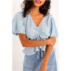Top Celeste y blanco