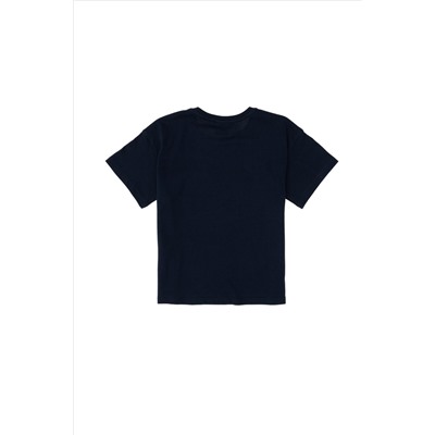 Erkek Çocuk Lacivert Oversize Bisiklet Yaka Tişört