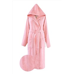 Ephemeris Unisex Pembe Pamuk Bornoz Lara Kapşonlu Bornoz Pudra L-XL