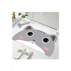 Else Dekor Else Kedili Su Emici Duş Önü Banyo Paspası Klozet Tek Parça Hayvanlı Banyo Halısı elsedekorhayvanpaspas