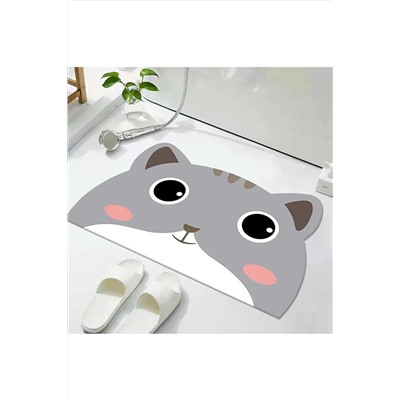 Else Dekor Else Kedili Su Emici Duş Önü Banyo Paspası Klozet Tek Parça Hayvanlı Banyo Halısı elsedekorhayvanpaspas