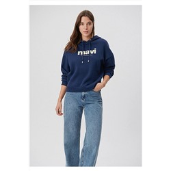 Mavi Logo Baskılı Kapüşonlu Lacivert Sweatshirt 168334-70488