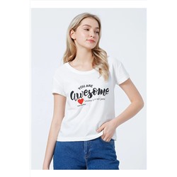 Lee Cooper Kadın Ekru T-Shirt 5002847283