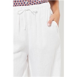 Pantalón recto de lino - Blanco