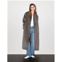 Элегантное двубортное шерстяное пальто средней длины с V-образным вырезом Massim*o Dutti ОРИГИНАЛ!