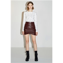 Minifalda de piel Marrón