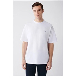 Avva Erkek Beyaz Oversize %100 Pamuk Bisiklet Yaka Arkası Baskılı T-shirt A31y1135 A31Y1135