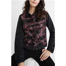 Chaqueta vaquera slim lentejuelas