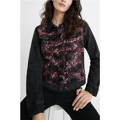 Chaqueta vaquera slim lentejuelas