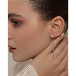 Серьги-продёвки из серебра с фианитами родированные 925 пробы Пс-035-200р