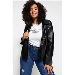 Trendyol Curve Siyah Suni Deri Cep Detaylı Biker Ceket TBBSS23AG00004