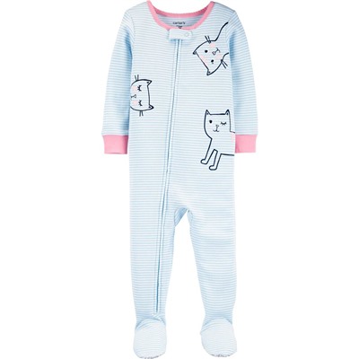 1-Piece Floral Snug Fit Cotton Footie PJs