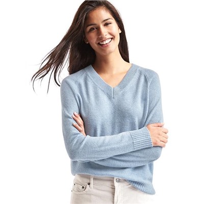 Wool- cashmere blend V-neck sweater