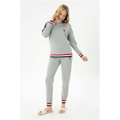 Kadın Gri Melanj Pijama Takımı