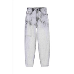 Vaquero mom fit tie-dye Blanco y negro