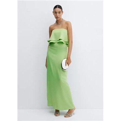 Vestido palabra de honor volante