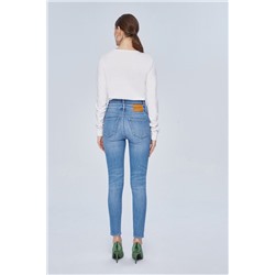 Vaquero skinny fit 7/8 de tiro alto Azul