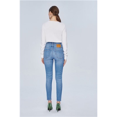 Vaquero skinny fit 7/8 de tiro alto Azul