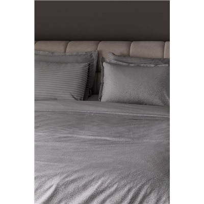 Andre King Size Pamuklu Jakarlı Saten Nevresim Takımı - Açık Gri
