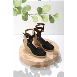 Bambi Mat Siyah Saten Kadın Dolgu Topuklu Ayakkabı K05874113038