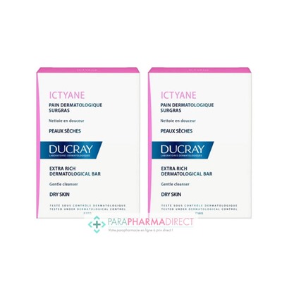 Ducray Ictyane Pain Dermatologique Surgras Visage & Corps 2x100gLot  × 2