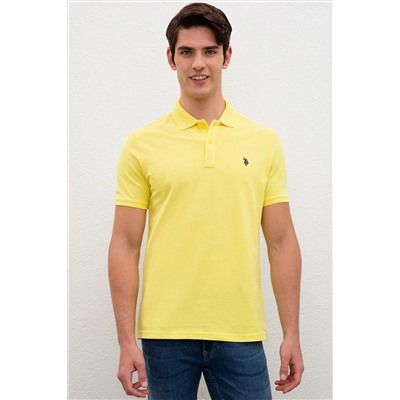 Erkek Sarı Basic Polo Yaka Tişört