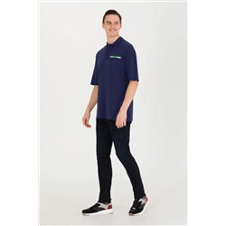 Erkek Lacivert Oversize Polo Yaka Tişört