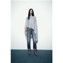 Z1975 RIPPED SPLIT-HEM LOW-RISE JEANS