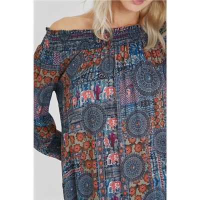 Blusa boho cuello barco