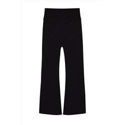 Siyah Fırçalı Soft Kumaş İspanyol Paça Yoga Örme Spor Tayt TBBSS24AY00004